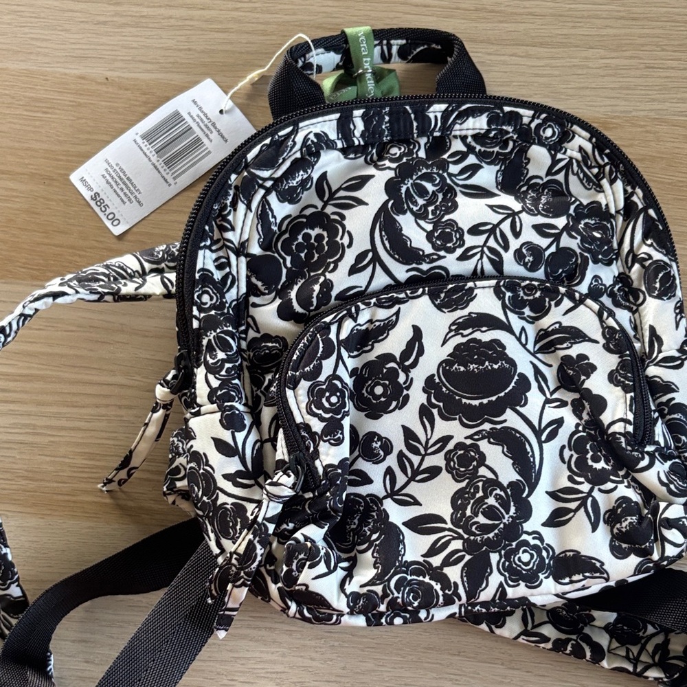 Vera Bradley Black and White Floral Backpack